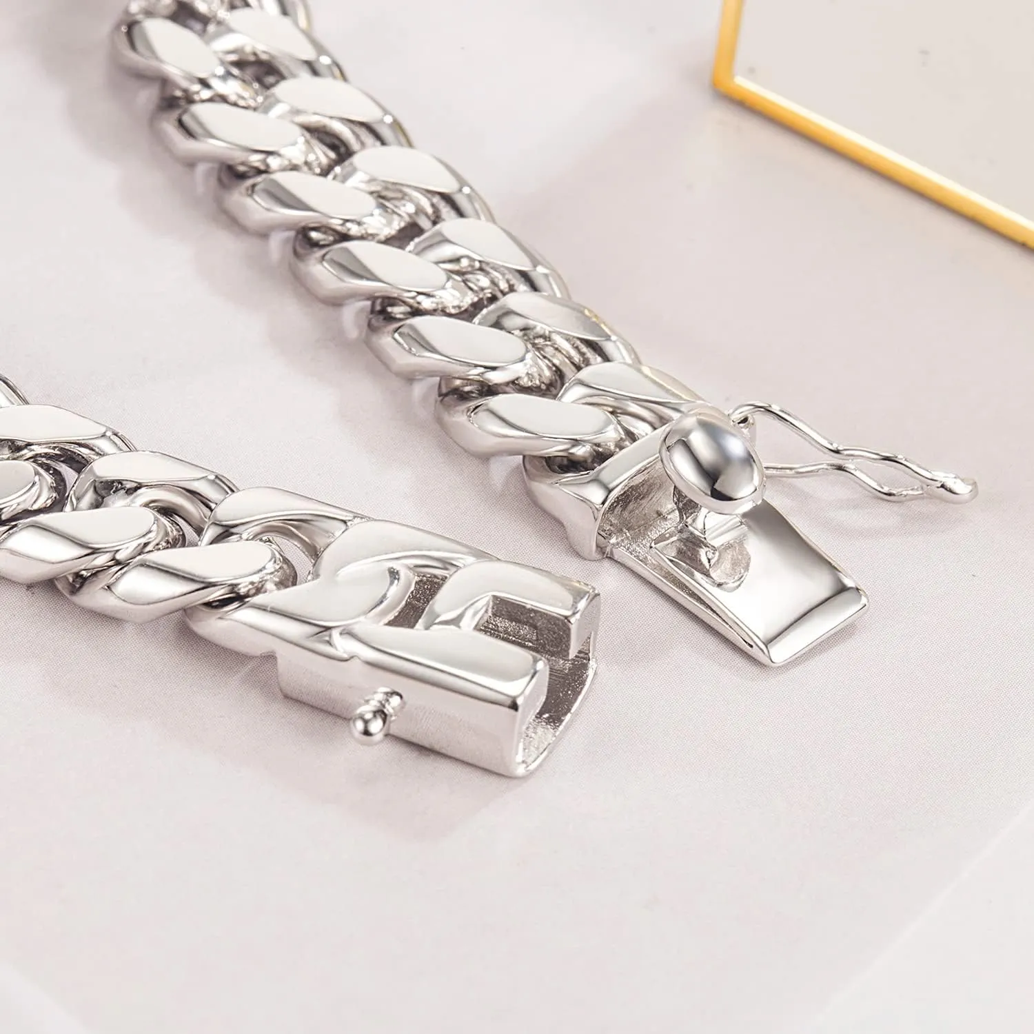 Men 925 Sterling Silver Solid Miami Cuban Link Chain Bracelet 12MM Rectangular Card Bangles 7 "7.5" 8 "8.5" 9 "9.5" 10" Thick Big Curb Cuban Chain Jewelry Gift