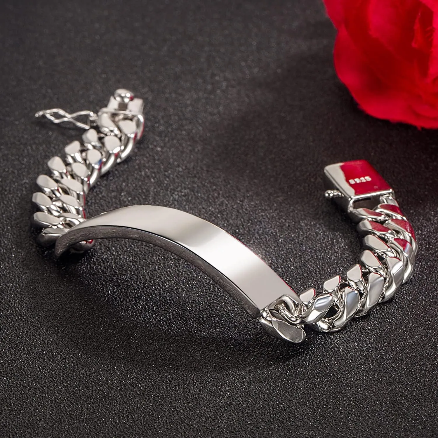 Men 925 Sterling Silver Solid Miami Cuban Link Chain Bracelet 12MM Rectangular Card Bangles 7 "7.5" 8 "8.5" 9 "9.5" 10" Thick Big Curb Cuban Chain Jewelry Gift