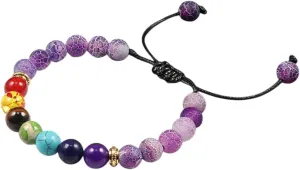 Men Women 7 Chakra Beaded Bracelets Bangles Tiger Eye Stone Chakra Prayer Charm Buddha Bracelet Adjustable Jewelry Gifts