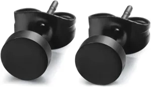 Men's Black Stainless Steel Stud Earrings - 3mm-9mm (ED-01)