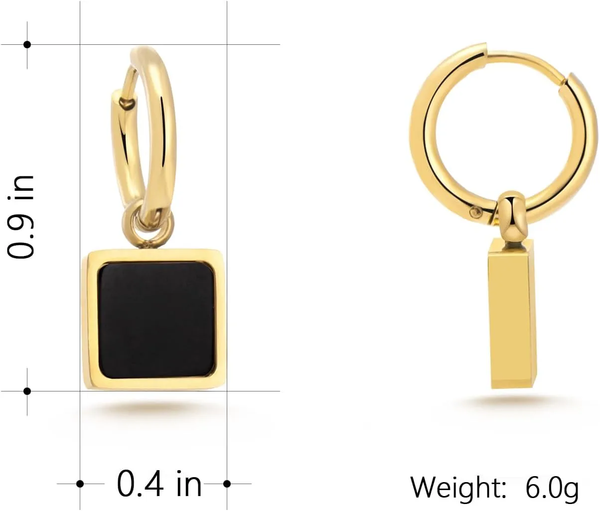 Milan Chiva 14K Gold Square Dangle Hoop Earrings for Women, Plated Small Huggie Hoops Rectangle Hypoallergenic Dainty Dangling Earrings for Women Fashion Jewelry