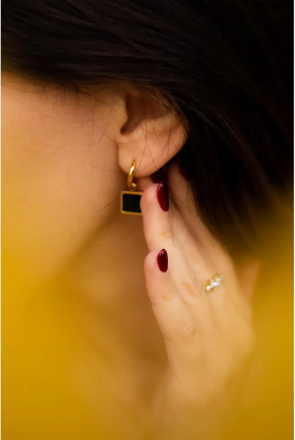 Milan Chiva 14K Gold Square Dangle Hoop Earrings for Women, Plated Small Huggie Hoops Rectangle Hypoallergenic Dainty Dangling Earrings for Women Fashion Jewelry
