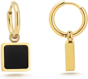 Milan Chiva 14K Gold Square Dangle Hoop Earrings for Women, Plated Small Huggie Hoops Rectangle Hypoallergenic Dainty Dangling Earrings for Women Fashion Jewelry