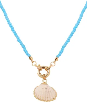 MINACHI Bohemian Teal Beads Strand Choker Shell Summer Beach Necklaces For Women Statement Jewelry Gift