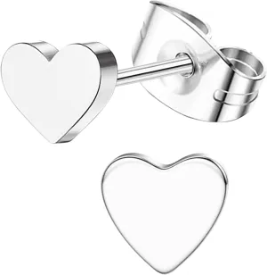 MJust 1 Pair Titanium Stud Earrings for Women & Men, G23 Hypoallergenic Pure Titanium Earrings for Sensitive Ears, 20G Push Back CZ & Opal Earrings Set with Balls, Dot, Hearts