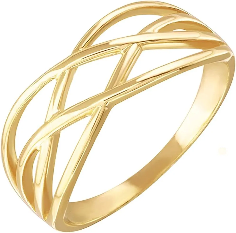 Modern Contemporary Rings 10k Yellow Gold Woven Celtic Knot Band Style Ring