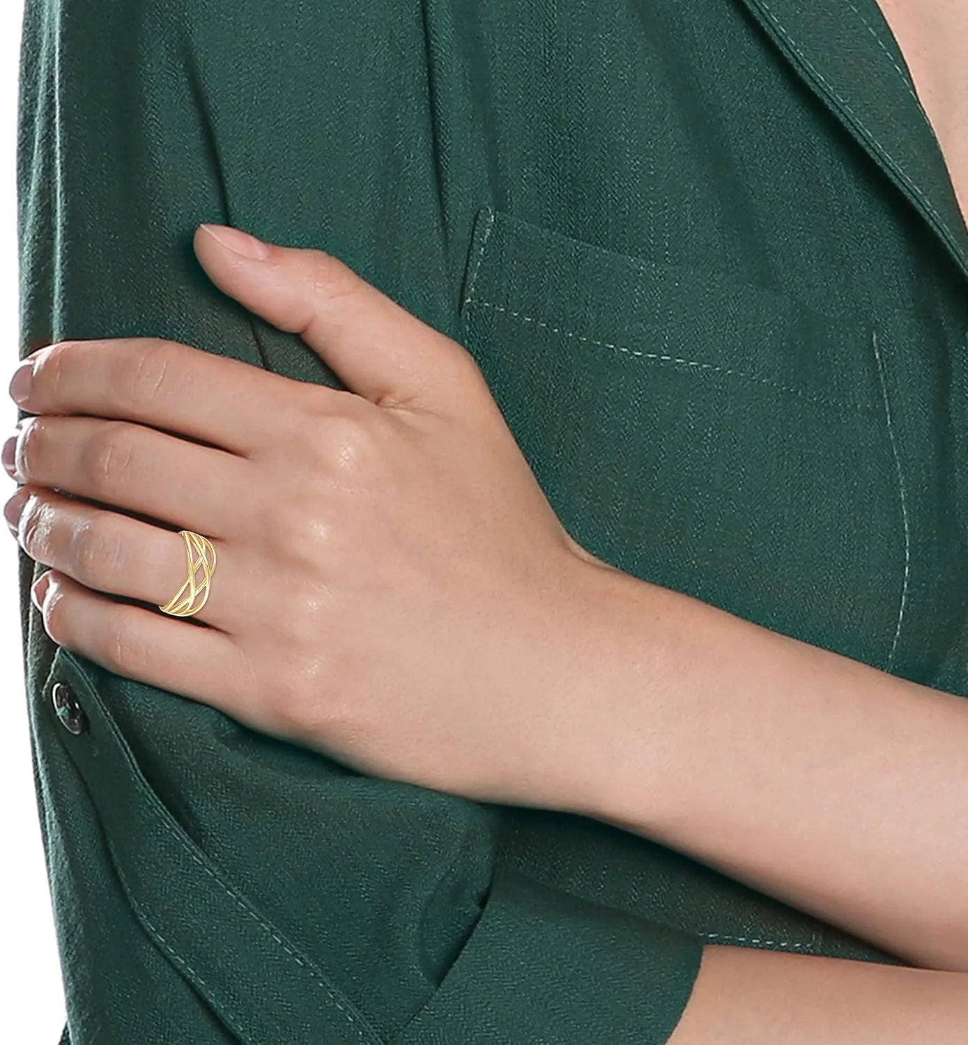 Modern Contemporary Rings 10k Yellow Gold Woven Celtic Knot Band Style Ring
