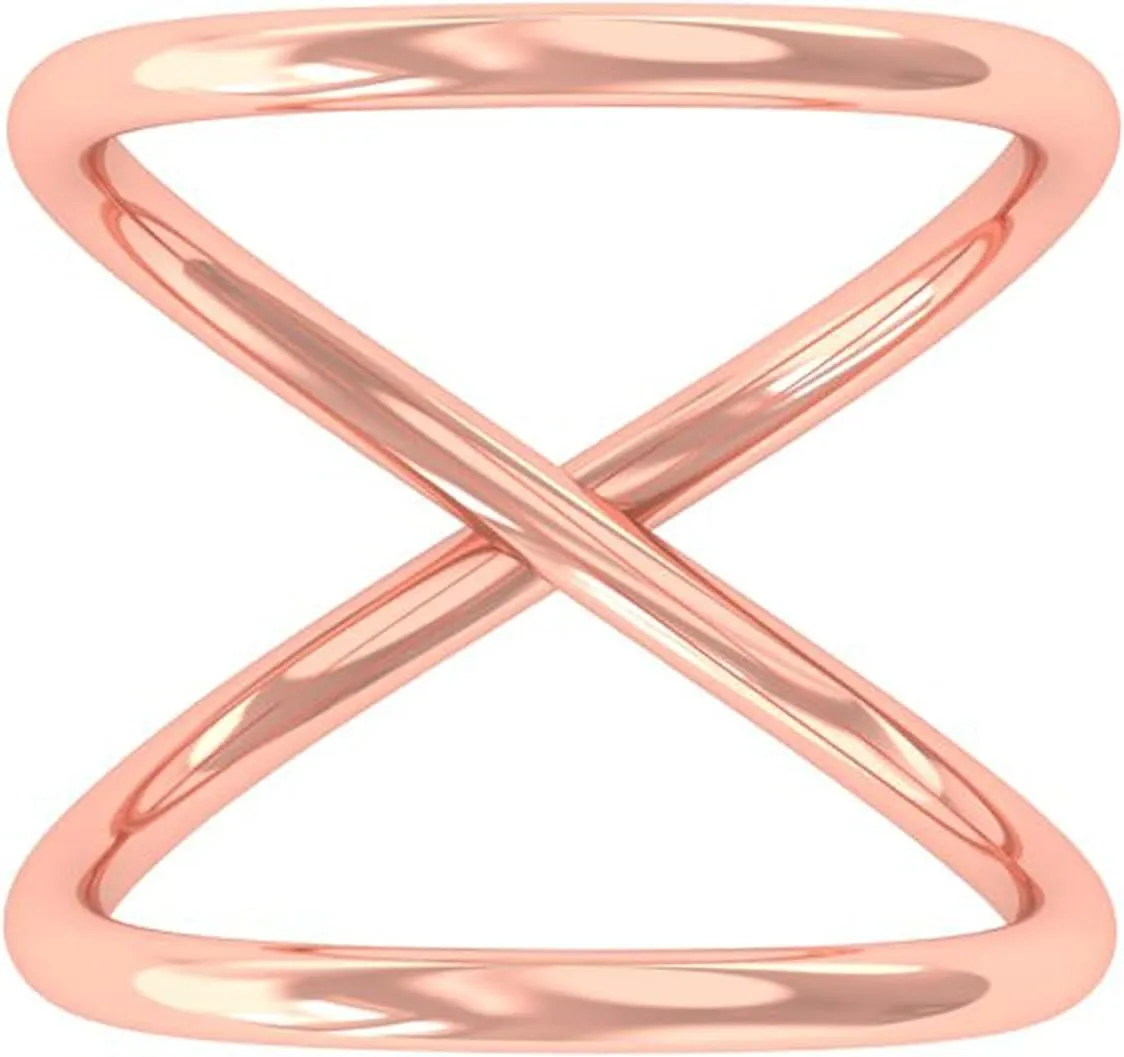 Modern Infinite Loop Criss Cross X Orbit Ring Band Sterling Silver 925 Jewelry, Promise Ring for Couples, Splint Knuckle Dainty Ring