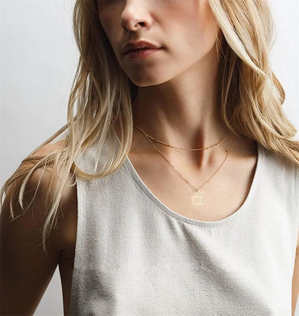Modpide Stainless Steel Star of David Choker Necklace Jewish Women Collar Necklace