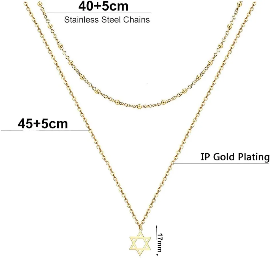 Modpide Stainless Steel Star of David Choker Necklace Jewish Women Collar Necklace