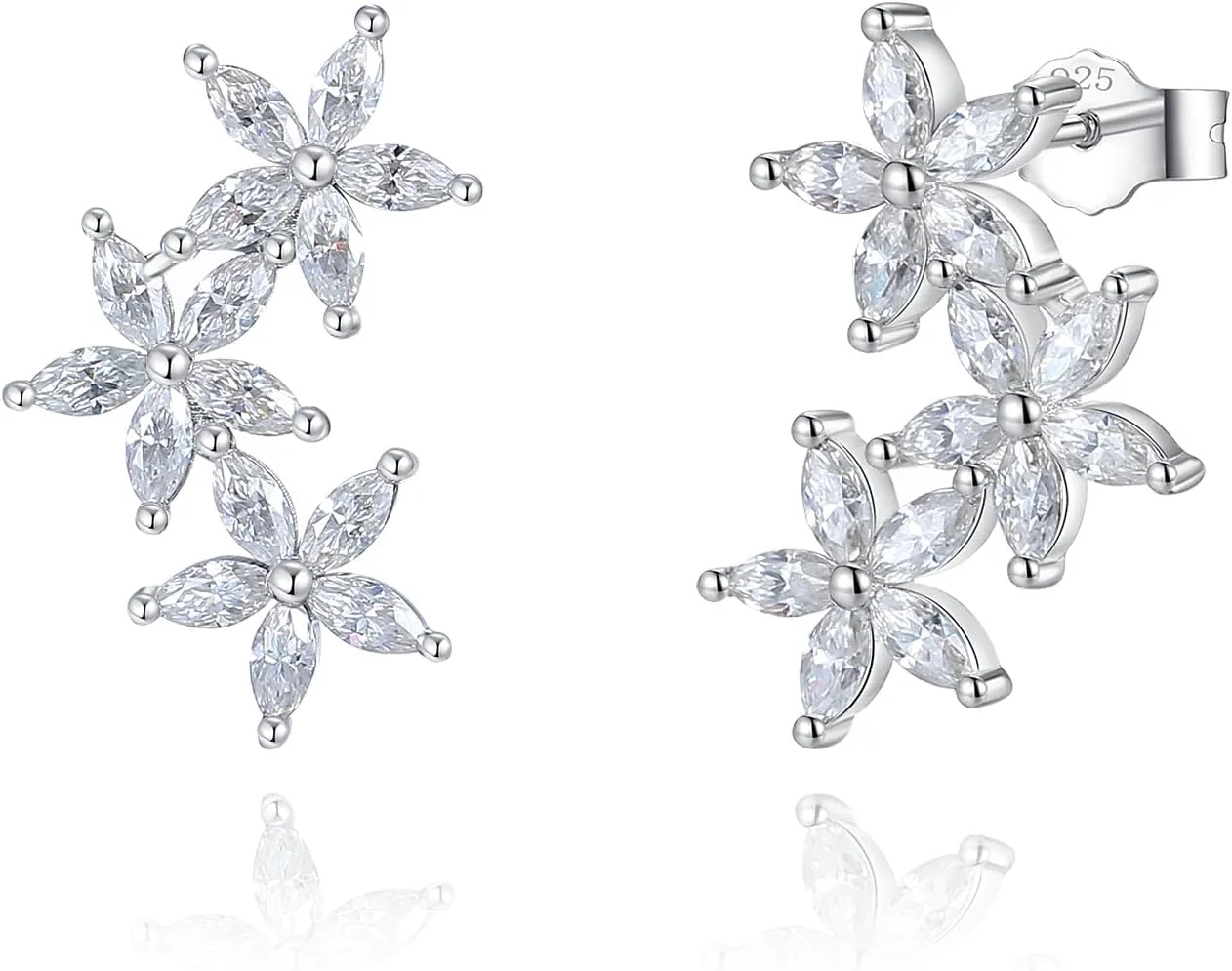 Moissanite Earrings 925 Sterling Silver Plated 18K White Gold Stud Earrings Hypoallergenic Fashion Everyday Dainty Birthday Gifts for Women