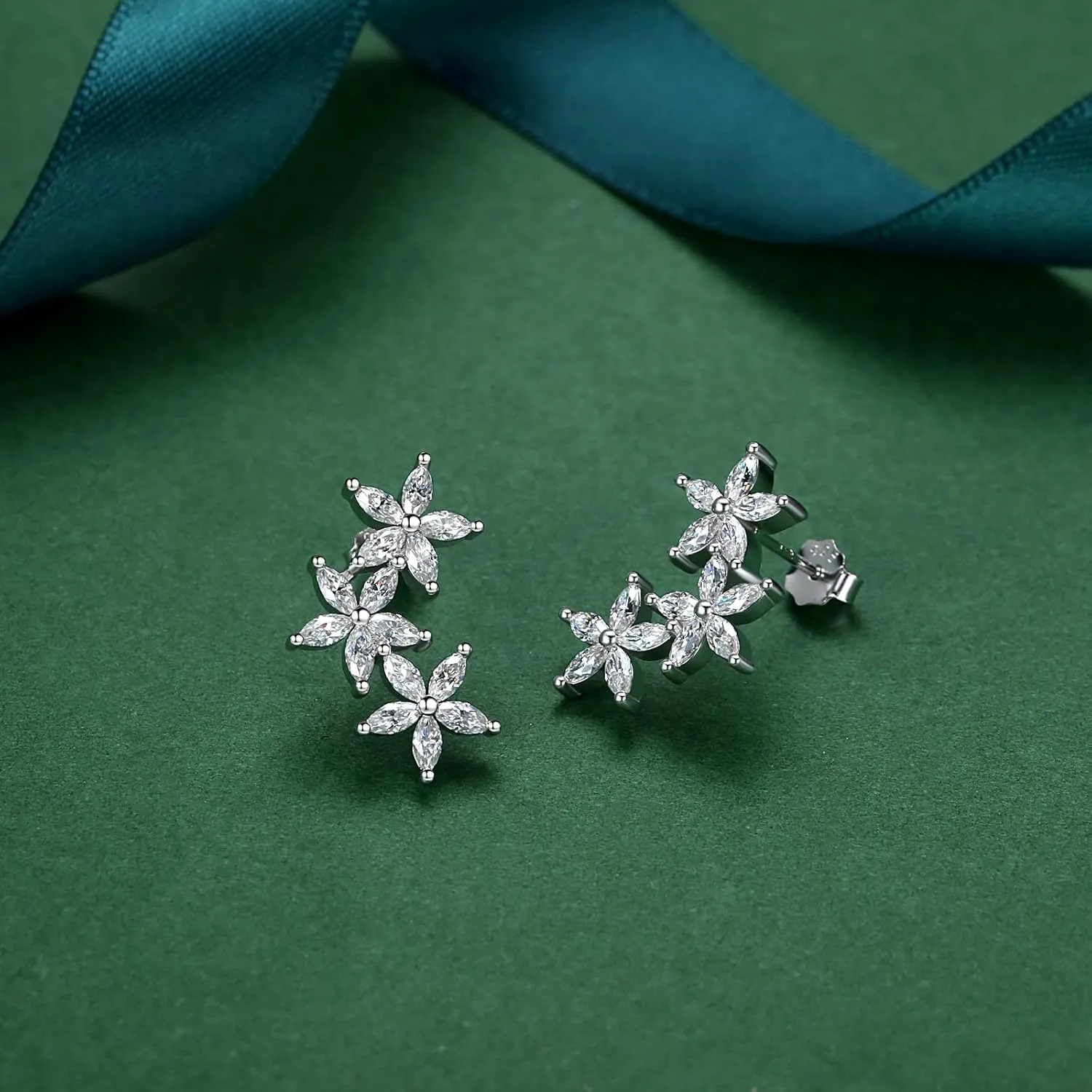 Moissanite Earrings 925 Sterling Silver Plated 18K White Gold Stud Earrings Hypoallergenic Fashion Everyday Dainty Birthday Gifts for Women