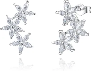 Moissanite Earrings 925 Sterling Silver Plated 18K White Gold Stud Earrings Hypoallergenic Fashion Everyday Dainty Birthday Gifts for Women