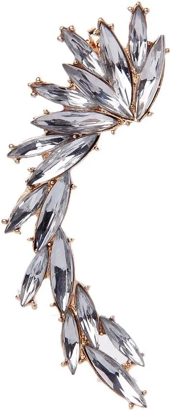 MOMOJIA Shiny Stud Ear Crawler Full Rhinestone Ear Cuff Wrap Clip Earring Women Jewelry