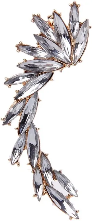 MOMOJIA Shiny Stud Ear Crawler Full Rhinestone Ear Cuff Wrap Clip Earring Women Jewelry
