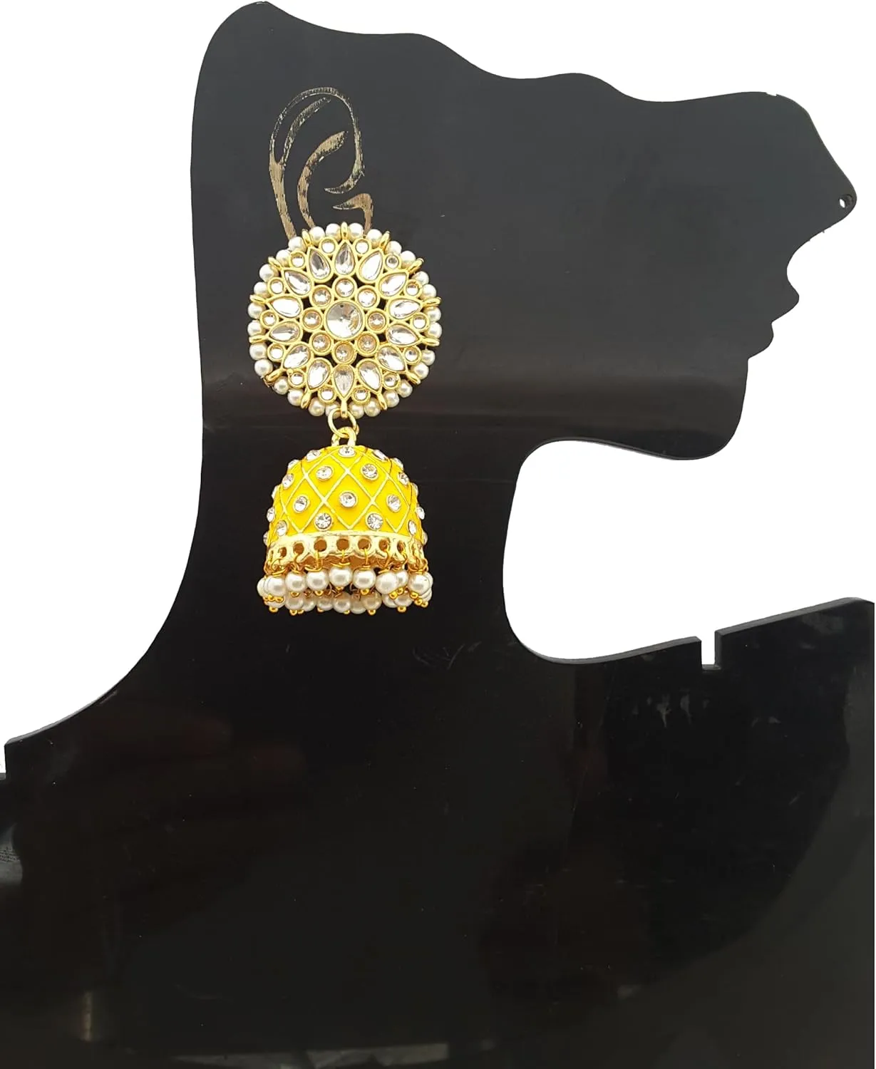 Moonstruck Traditional Indian Dome Shaped Golden Jhumka/Jhumki Earrings with Meenakari & Pearls for Women (Aqua Blue)