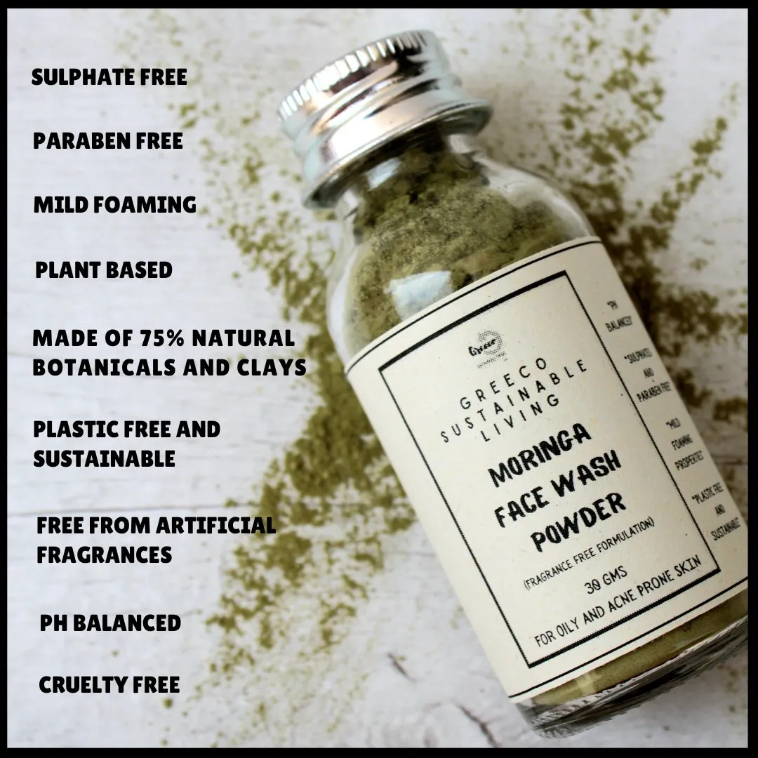 Moringa Face Wash Powder |For Oily and Acne-prone skin| 30 gm (Pack of 1)
