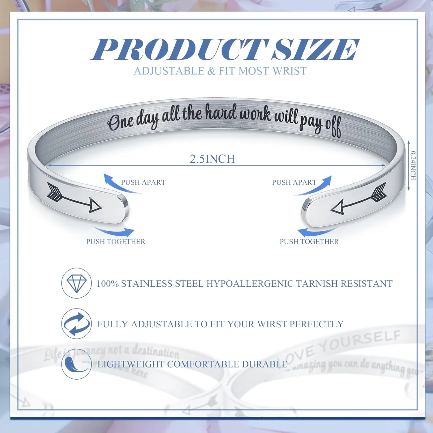MTLEE 30 Pcs Inspirational Cuff Bracelets Bulk Gifts for Women Motivational Bible Verse Bracelet Silver Personalized