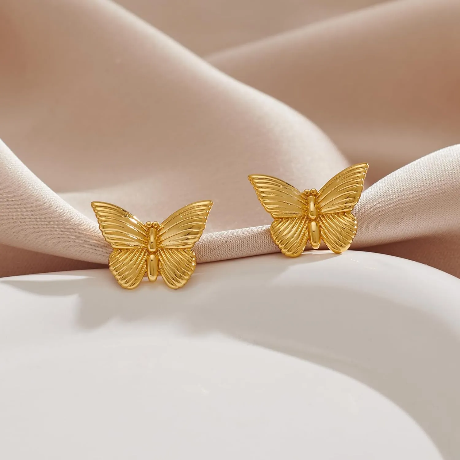 MUYAN Gold Bow Butterfly Earrings for Women Dainty Holiday Stud Earring Everyday Fashion Jewelry