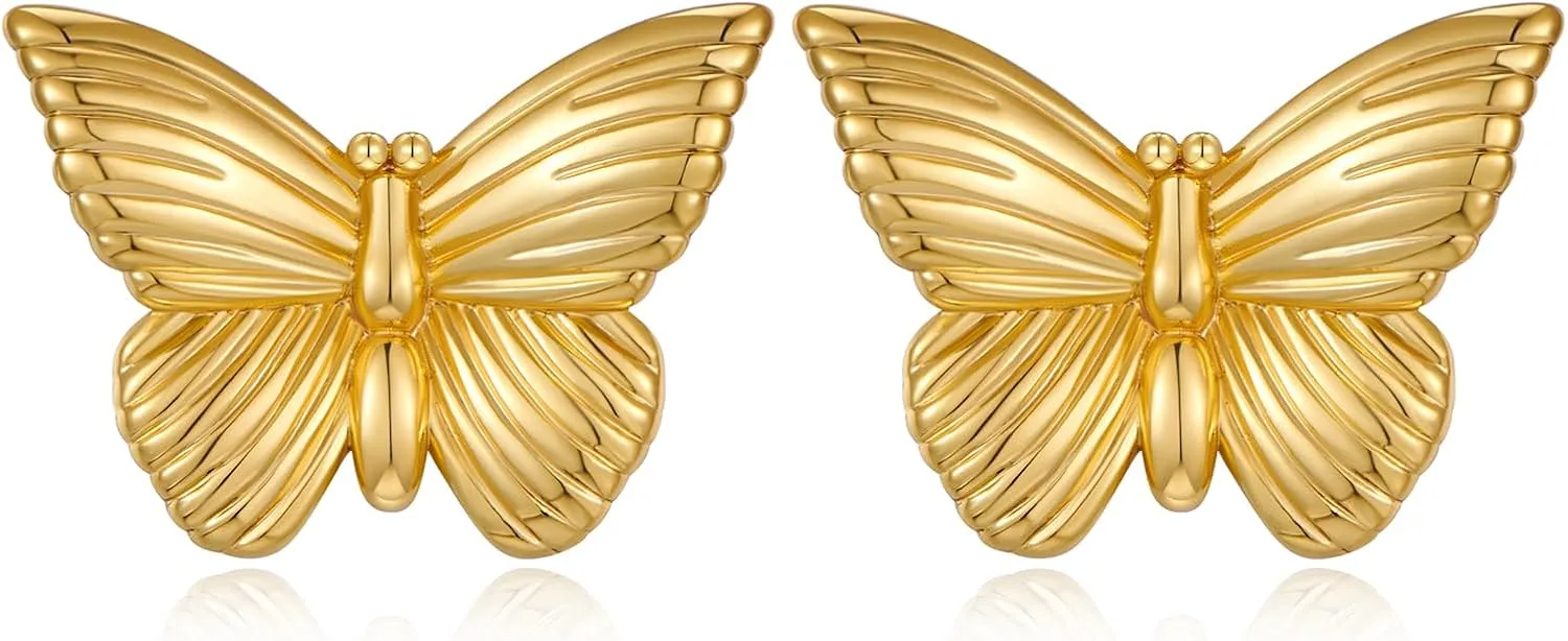 MUYAN Gold Bow Butterfly Earrings for Women Dainty Holiday Stud Earring Everyday Fashion Jewelry