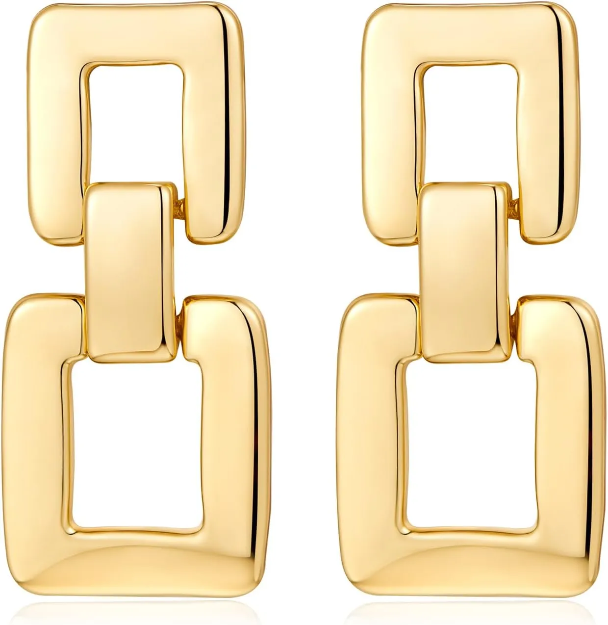 MUYAN Gold Silver Geometric Drop Dangle Earrings for Women Brushed Link Square Dangle Earrings Trendy Jewelry