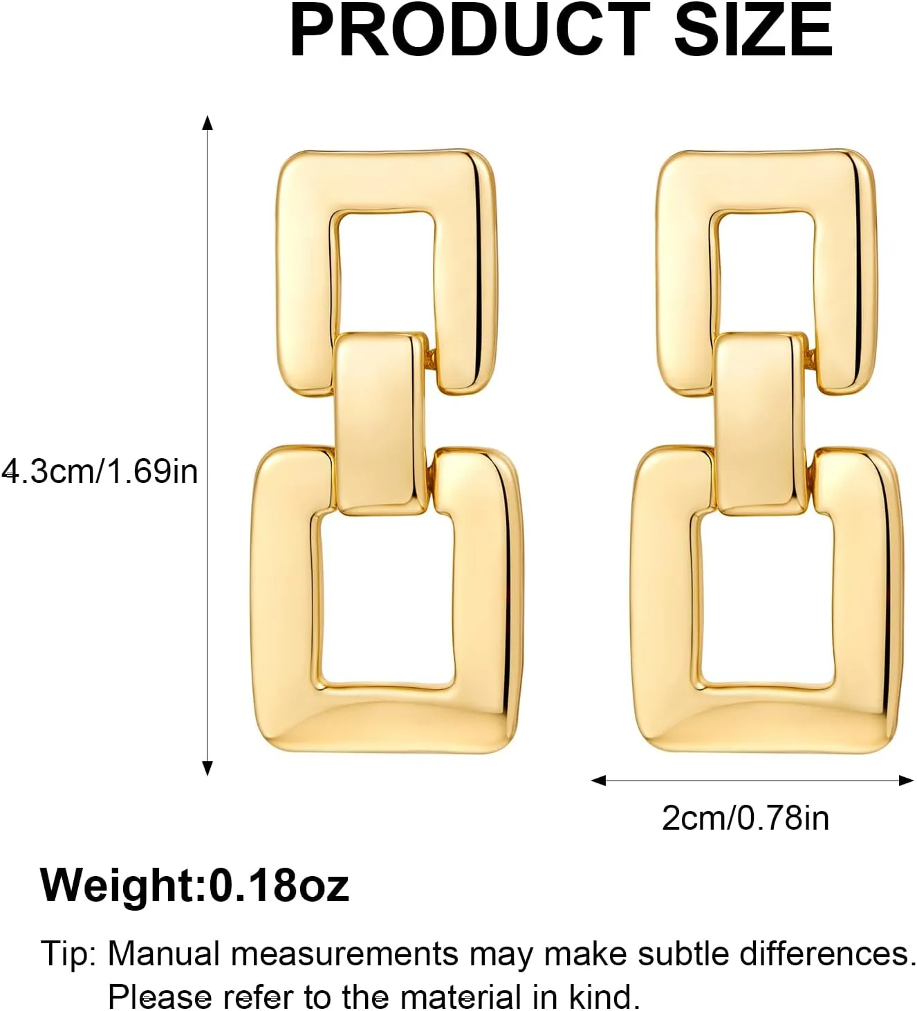 MUYAN Gold Silver Geometric Drop Dangle Earrings for Women Brushed Link Square Dangle Earrings Trendy Jewelry