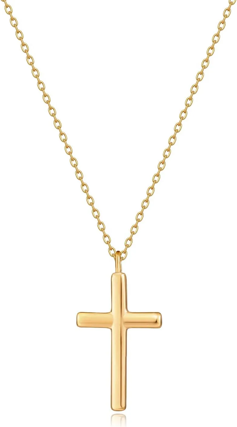 MYEARS Women Cross Necklace Gold Pendant 14K Gold Plated Simple Dainty Chain Everyday Jewelry