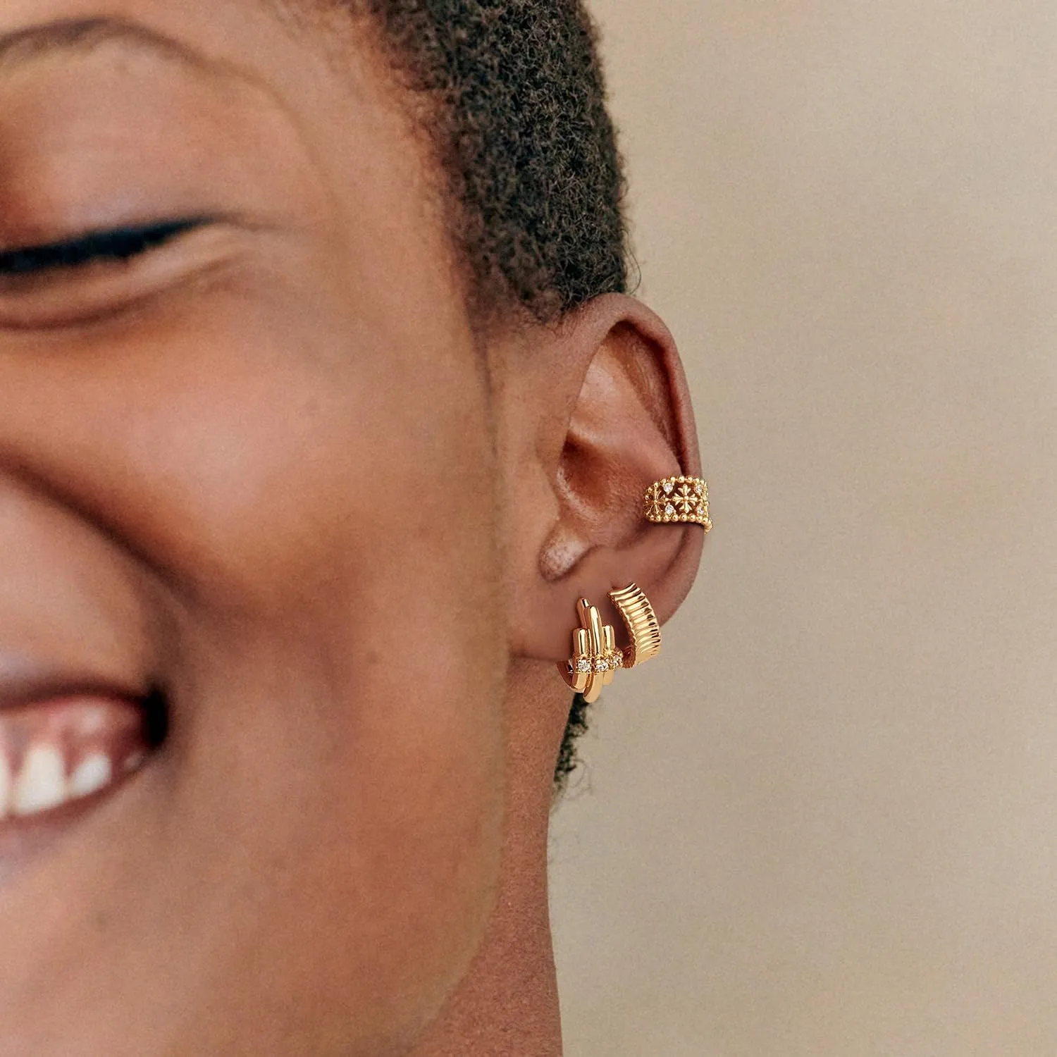 MYEARS Women Ear Cuff Earrings Gold Non Pierced Cartilage Clip on Open Wrap Hoop 14K Gold Plated Simple Hypoallergenic Everyday Jewelry
