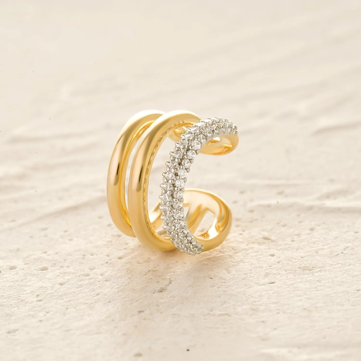 MYEARS Women Ear Cuff Earrings Gold Non Pierced Cartilage Clip on Open Wrap Hoop 14K Gold Plated Simple Hypoallergenic Everyday Jewelry