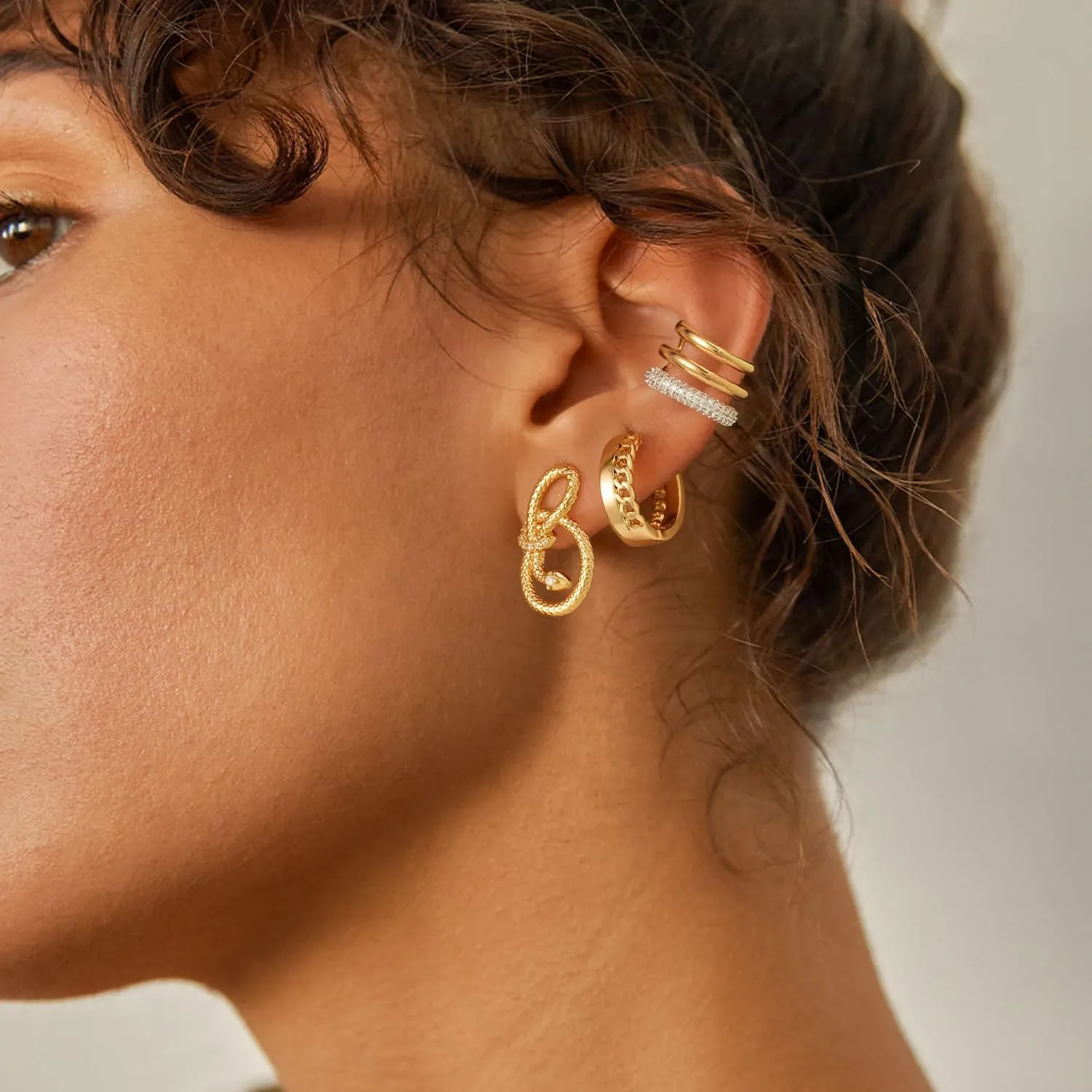 MYEARS Women Ear Cuff Earrings Gold Non Pierced Cartilage Clip on Open Wrap Hoop 14K Gold Plated Simple Hypoallergenic Everyday Jewelry