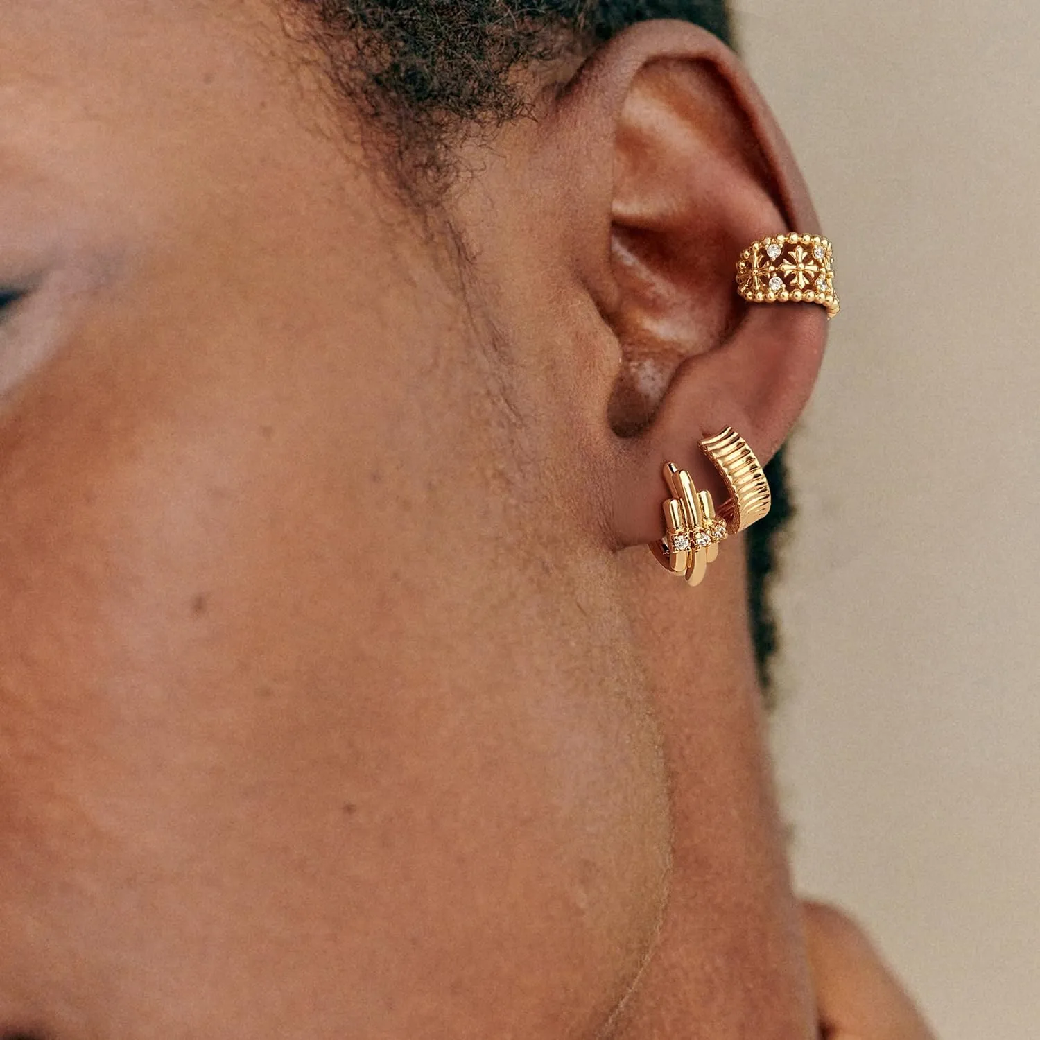 MYEARS Women Ear Cuff Earrings Gold Non Pierced Cartilage Clip on Open Wrap Hoop 14K Gold Plated Simple Hypoallergenic Everyday Jewelry