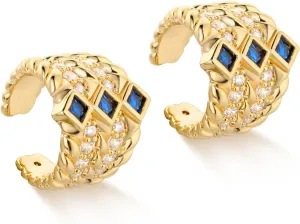 MYEARS Women Ear Cuff Earrings Gold Non Pierced Cartilage Clip on Open Wrap Hoop Rainbow Cubic Zirconia 14K Gold Plated Simple Hypoallergenic Everyday Jewelry