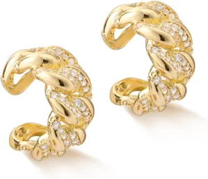 MYEARS Women Ear Cuff Earrings Gold Non Pierced Cartilage Clip on Open Wrap Link Hoop 14K Gold Plated Simple Hypoallergenic Everyday Jewelry