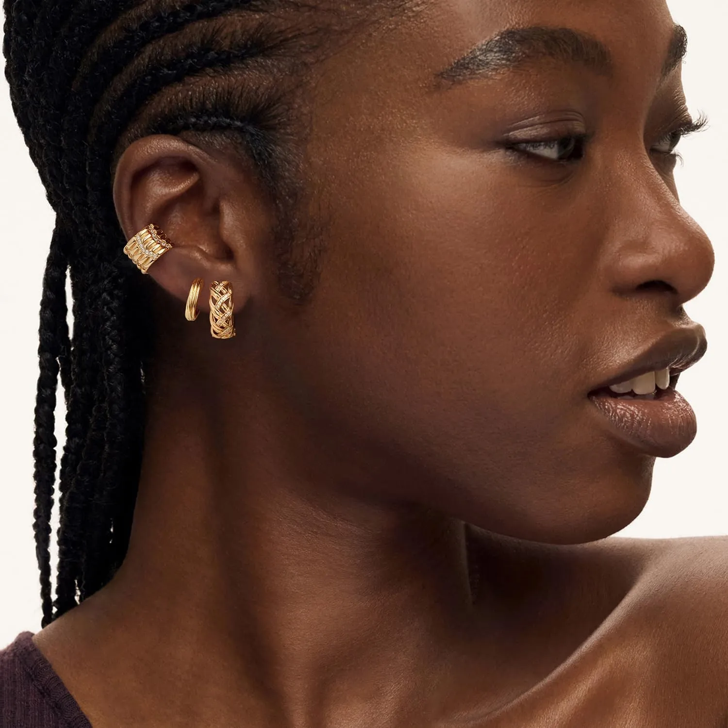 MYEARS Women Ear Cuff Earrings Gold Non Pierced Cartilage Clip on Open Wrap Ribbed Hoop 14K Gold Plated Simple Hypoallergenic Everyday Jewelry