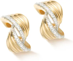 MYEARS Women Ear Cuff Earrings Gold Non Pierced Cartilage Clip on Open Wrap Ribbed Hoop 14K Gold Plated Simple Hypoallergenic Everyday Jewelry