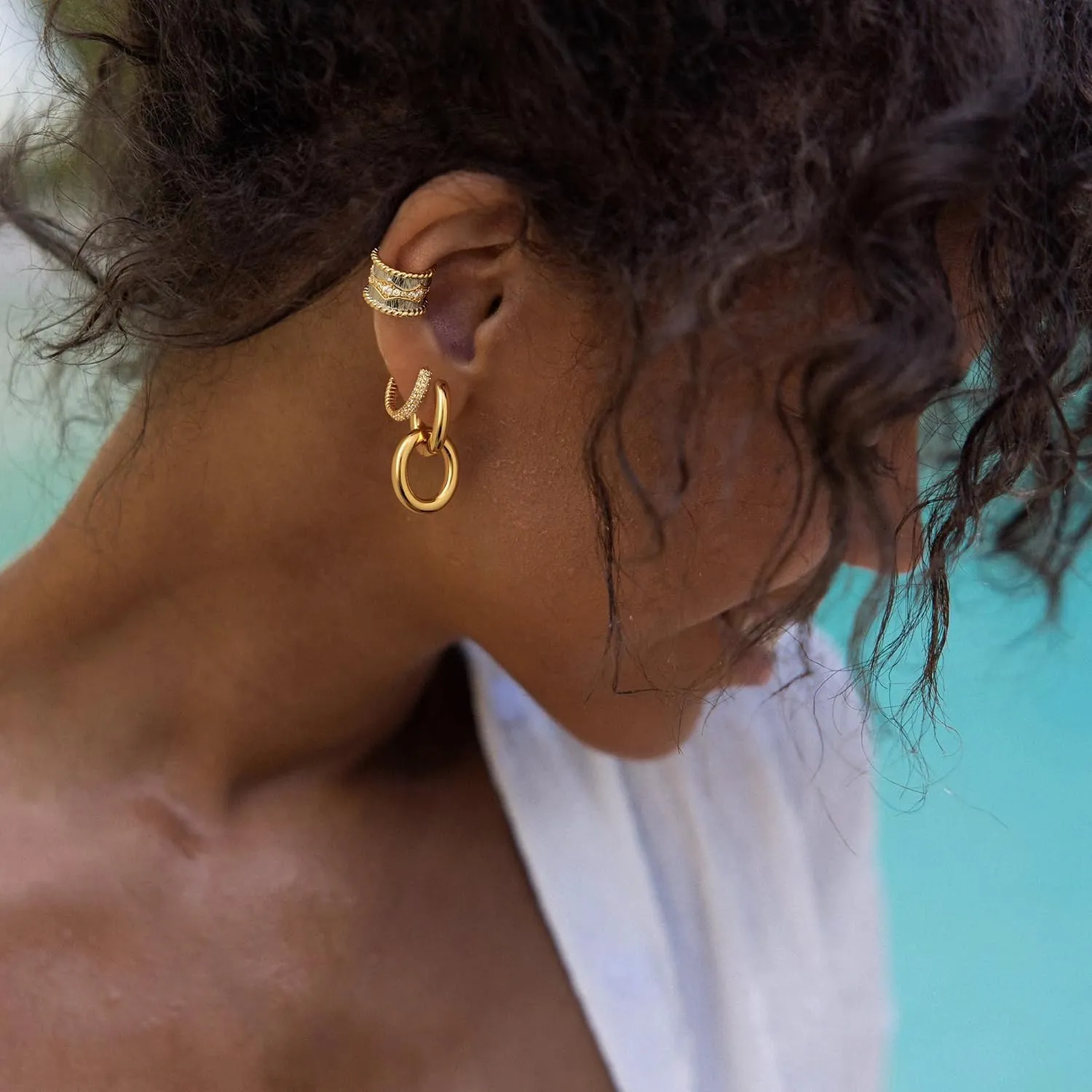 MYEARS Women Ear Cuff Earrings Gold Non Pierced Cartilage Clip on Open Wrap Twist Hoop 14K Gold Plated Simple Hypoallergenic Everyday Jewelry