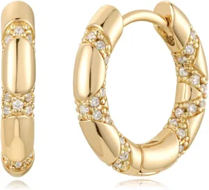 MYEARS Women Earrings Gold Huggie Hoop 14K Gold Plated Small Simple Hypoallergenic Everyday Jewelry