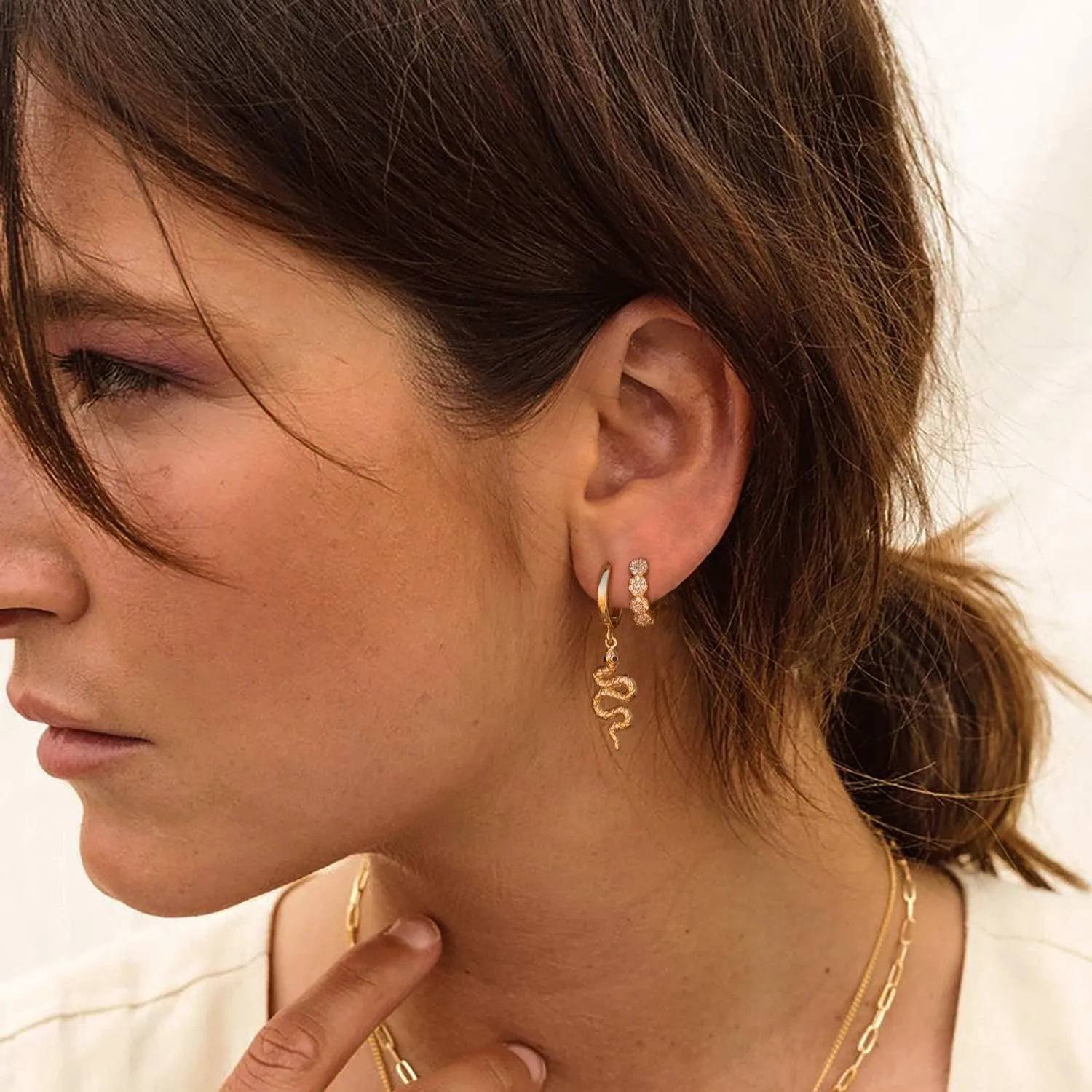 MYEARS Women Earrings Gold Huggie Hoop Dangle Drop 14K Gold Plated Small Simple Hypoallergenic Everyday Jewelry