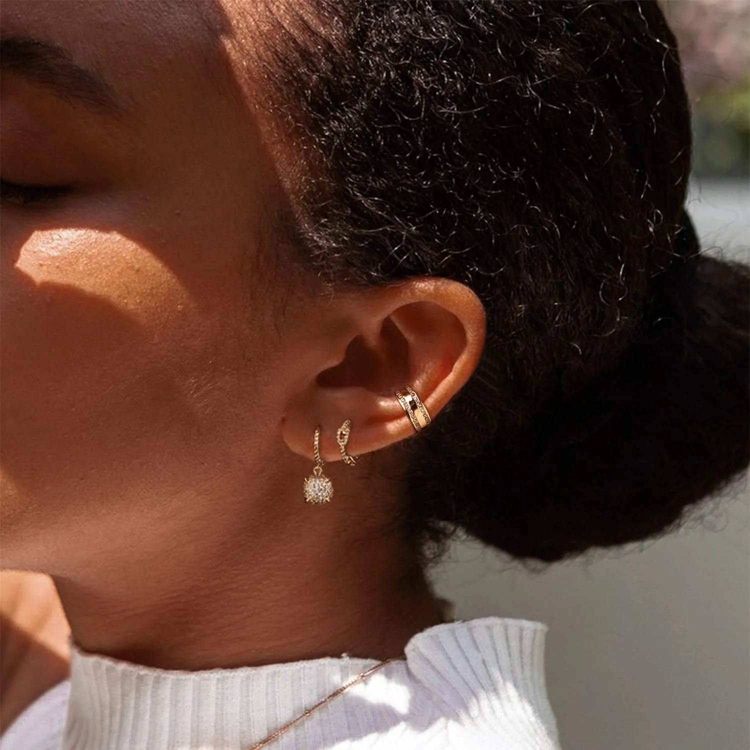 MYEARS Women Earrings Gold Huggie Hoop Dangle Drop 14K Gold Plated Small Simple Hypoallergenic Everyday Jewelry