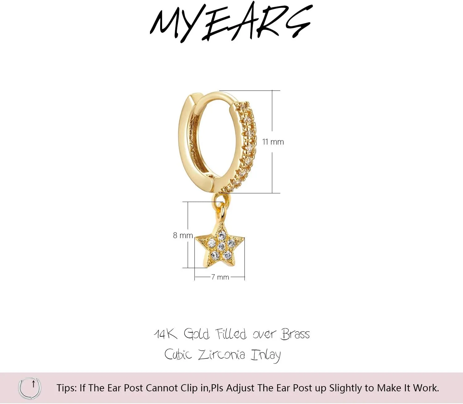 MYEARS Women Earrings Gold Huggie Hoop Dangle Drop 14K Gold Plated Small Simple Hypoallergenic Everyday Jewelry