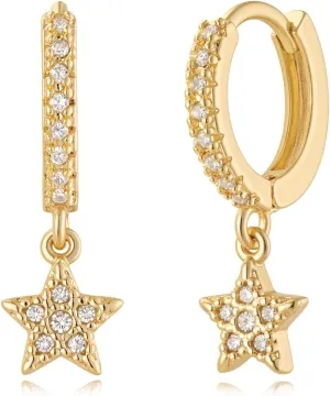 MYEARS Women Earrings Gold Huggie Hoop Dangle Drop 14K Gold Plated Small Simple Hypoallergenic Everyday Jewelry