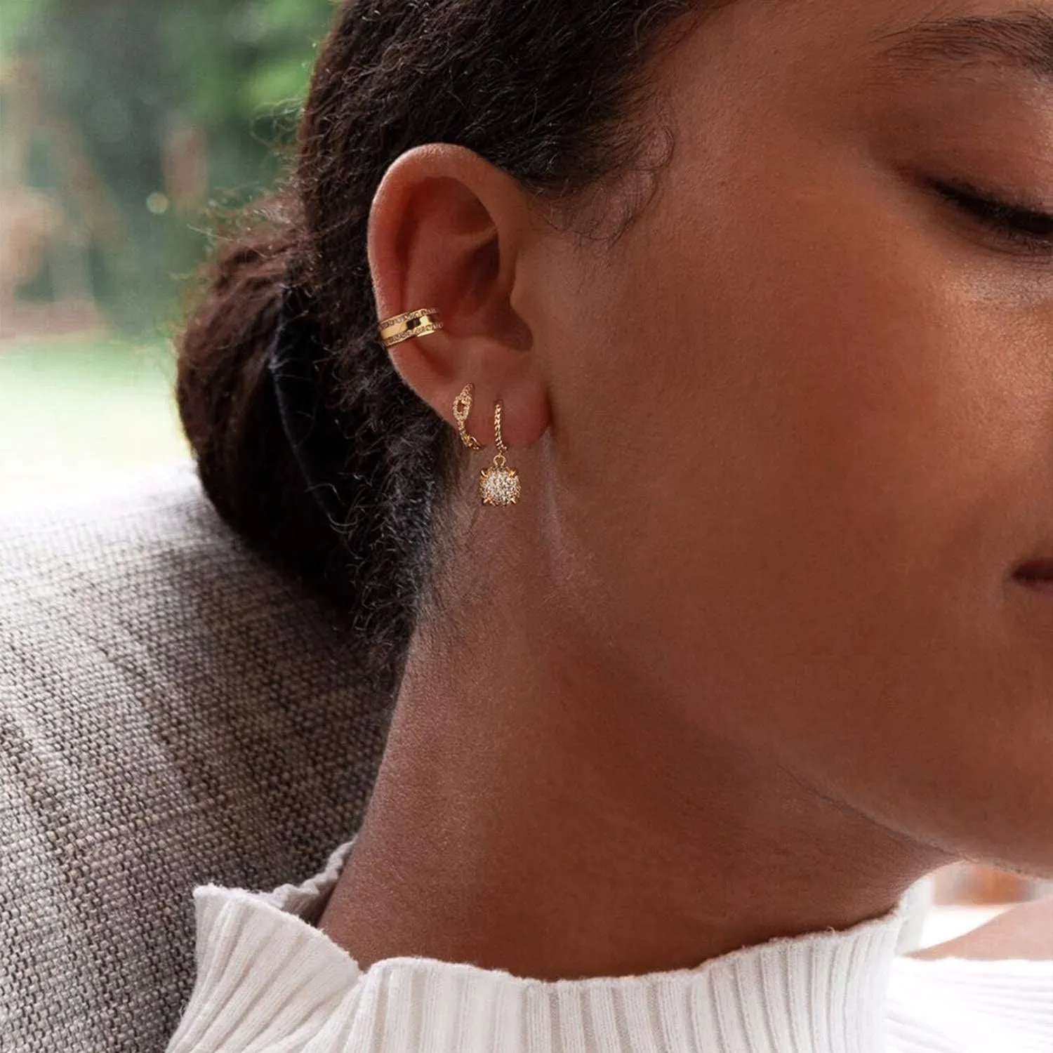MYEARS Women Earrings Gold Huggie Hoop Dangle Drop 14K Gold Plated Small Simple Hypoallergenic Everyday Jewelry