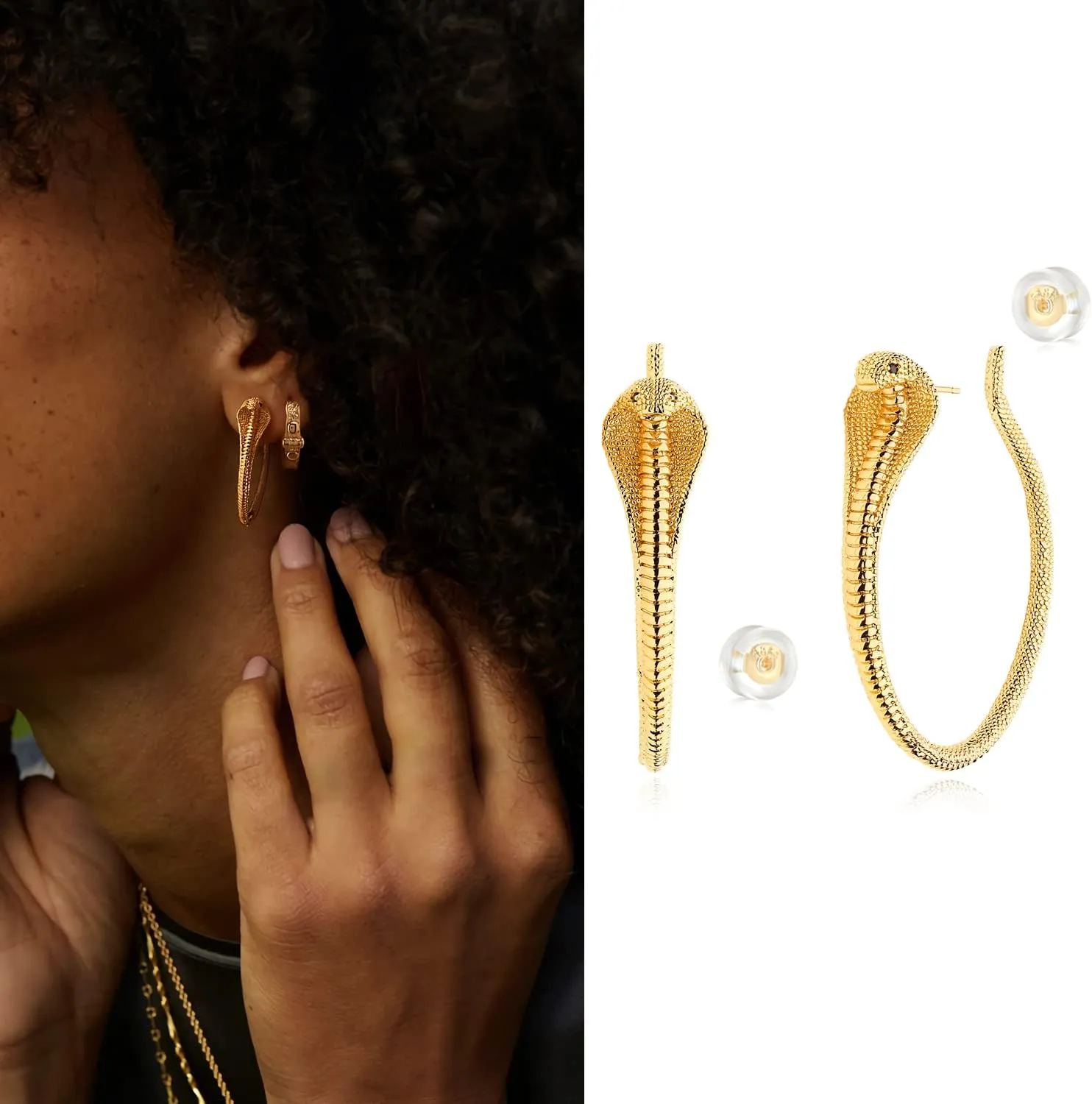 MYEARS Women Hoop Earrings Gold Open C Shape 14K Gold Filled Small Simple Handmade Hypoallergenic Everyday Illusion Jewelry