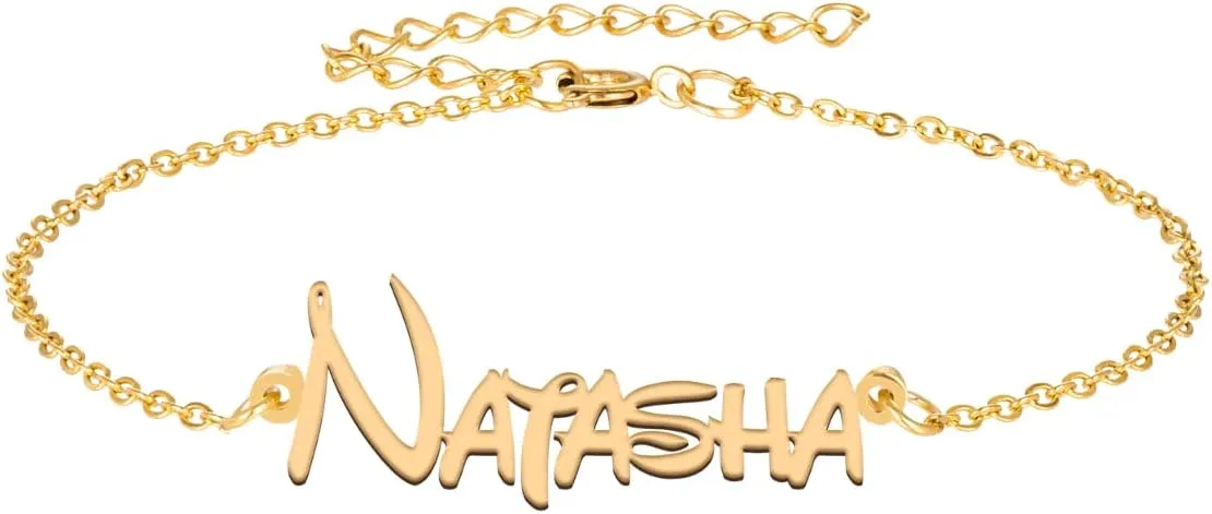 Natasha Custom Name Bracelet Personalized Dainty Bangles Engraved Cutted Crafted Friendship Ankle Jewelry Gift for Womens