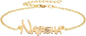 Natasha Custom Name Bracelet Personalized Dainty Bangles Engraved Cutted Crafted Friendship Ankle Jewelry Gift for Womens