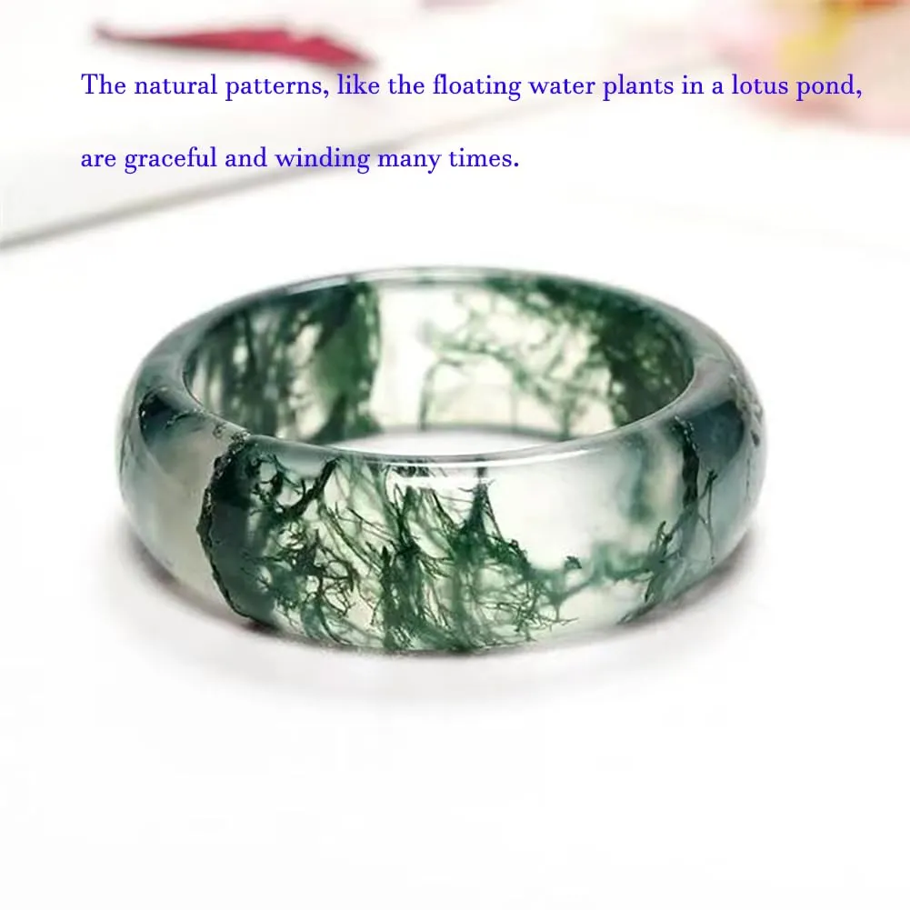 Natural Ice Drifting Flower, Water Grass, Agate, Couple Ring For Men And Women, Valentine's Day Gift, Christmas Gift, Same Style Jade Ring For Men And Women (19mm)