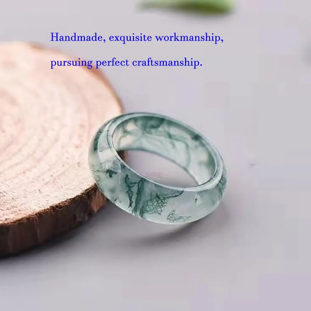 Natural Ice Drifting Flower, Water Grass, Agate, Couple Ring For Men And Women, Valentine's Day Gift, Christmas Gift, Same Style Jade Ring For Men And Women (19mm)