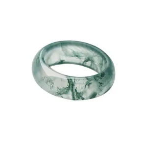 Natural Ice Drifting Flower, Water Grass, Agate, Couple Ring For Men And Women, Valentine's Day Gift, Christmas Gift, Same Style Jade Ring For Men And Women (19mm)