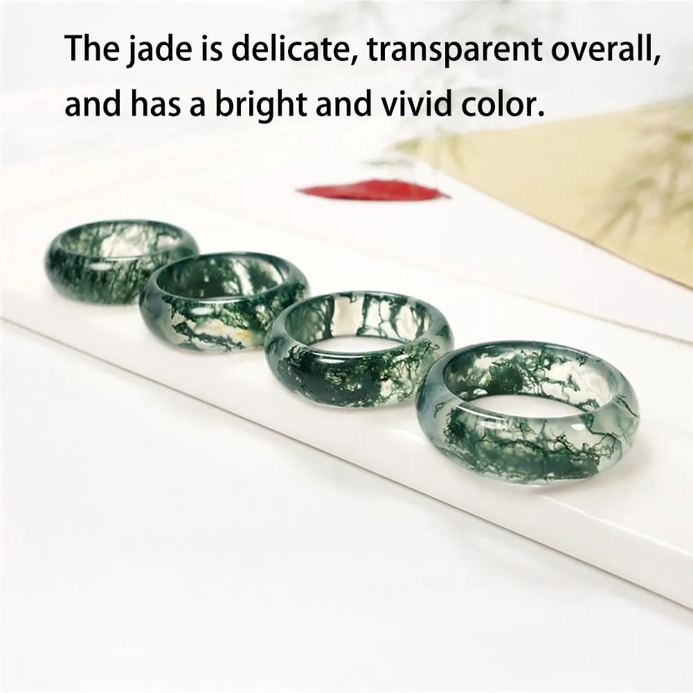 Natural Ice Drifting Flower, Water Grass, Agate, Couple Ring For Men And Women, Valentine's Day Gift, Christmas Gift, Same Style Jade Ring For Men And Women (19mm)
