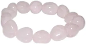 Natural Rose Quartz Gemstone Tumble Bracelet Healing Stretchable Wristband May Birthstone for Heart & Love